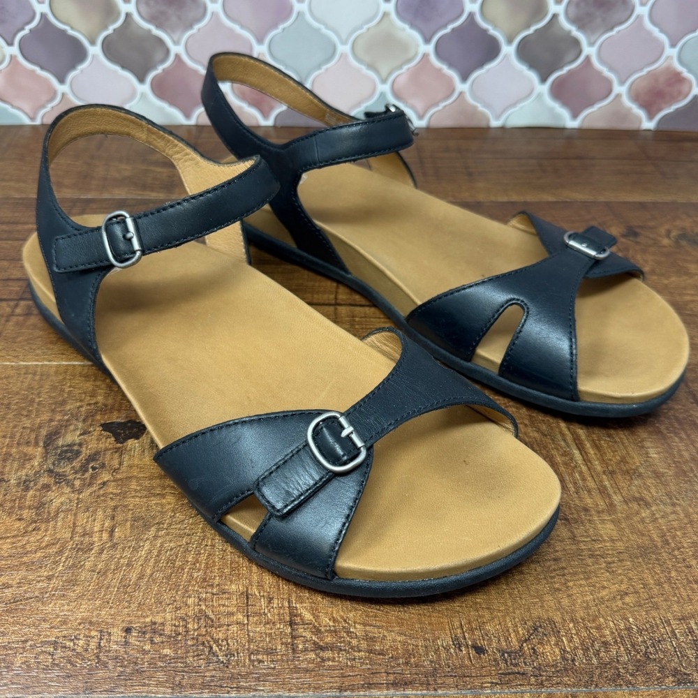 Dansko Judith Black Leather Strappy Comfort‎ Sandals Size EU 41 US 10.5-11